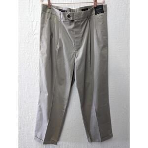 NWT John W. Nordstrom Dress Pants Beige Supima Cotton Pleated Smartcare 36x30